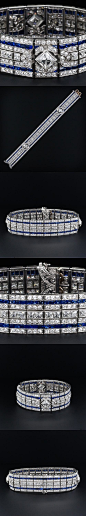 36116:Fine Art Deco Sapphire and Diamond Bracelet