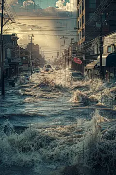 自然灾害城市泄洪图片