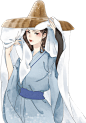 古风唯美人物插画素材-掀帘女