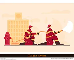 手绘消防员插画