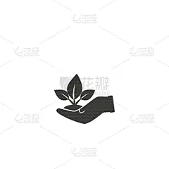 品牌名称,手,图标,叶子,分离着色,商务,清新,概念,收集
