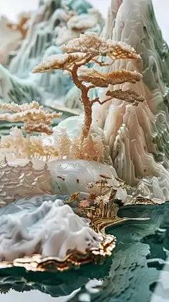 屏保壁纸｜玉雕山水图