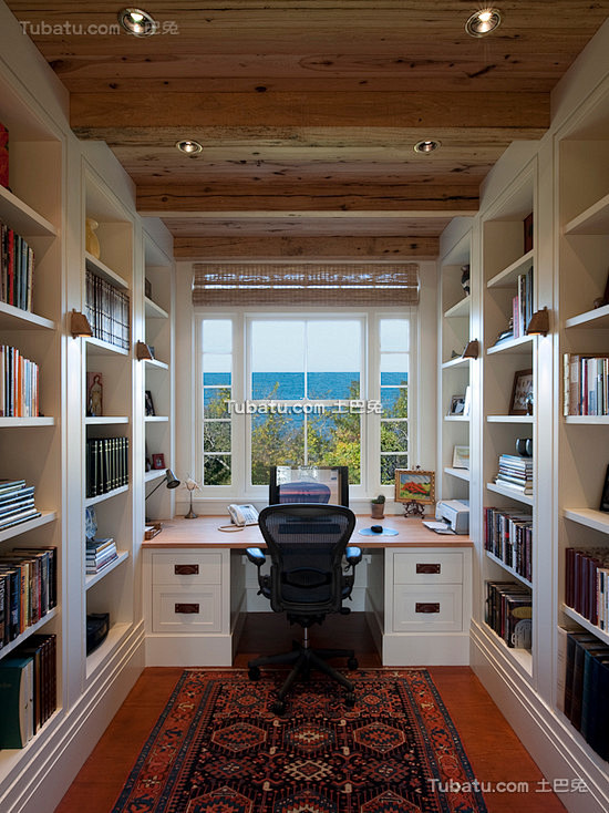 美式现代装修设计书房效果图