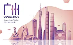 北京杭州广州成都 (53) 城市地标建筑景点剪影手绘插画.eps