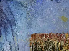 蓝色的画与抽象的绘画背景和油的纹理。