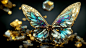 abstract artwork background butterfly design diamond  Fashion  gold luxury wallpaper