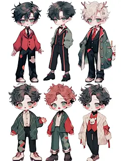 绘画素材｜高冷男孩的复古西装·圣诞配色