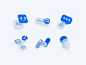 3D Icons: Services graphic design saas tech branded iconography icons visual design ui branding design diorama 3d concept blender 3d art 3d illustration