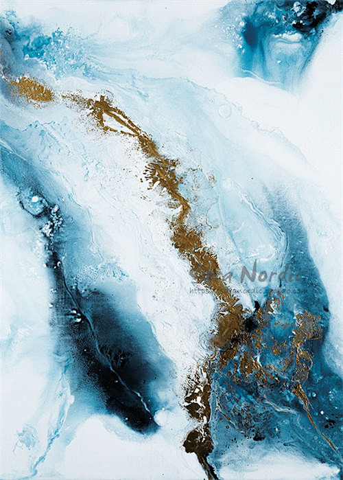 【瑞典代购】蓝色 大理石纹抽象 北欧风海...