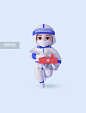 卡通立体3d医疗医护大白防疫消杀测温场景模型图片_潮国创意