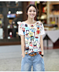 韩版可爱卡通动物印花短袖T恤-来自蘑菇街优店