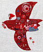 布艺拼布-日本艺术家平佐実香将刺绣与拼布结合，创作有趣的艺术拼贴画，尤其是以喜闻乐见的小红帽为主题，让人觉得亲切可爱又有趣。