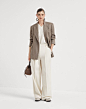 Brunello Cucinelli, Cotton and wool cover pleated wide trousers, White, 36