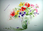 Mixed Bouquet Floral Print of Watercolor Painting by RoseAnnHayes