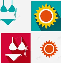 夏季图标比基尼三点式泳装