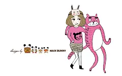 面具兔Mask Bunny可爱插画桌面壁纸 1920x1200