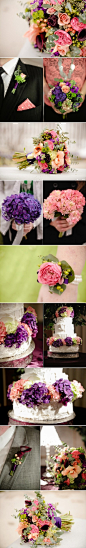 #婚礼花艺# 亮丽色彩的婚礼花艺：胸花、腕花、手捧花