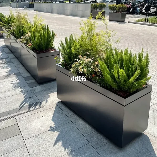 不锈钢成品花箱 金属长方形花槽 铁艺花池