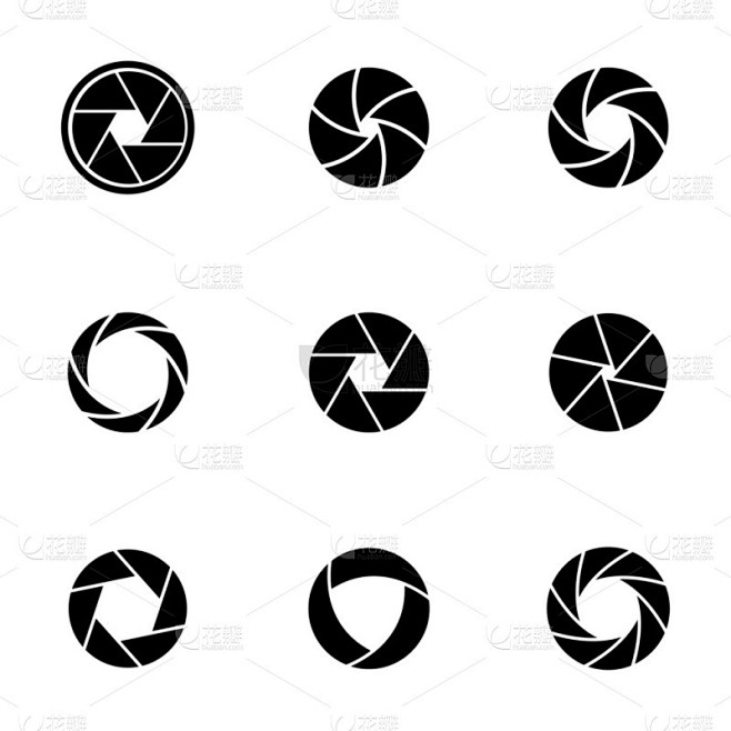 矢量的黑色相机快门图标集