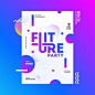 其中包括图片：Premium Vector | Future party template or flyer design with time, date and venue details on abstract background.