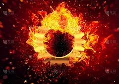 一个火圈的3D插图