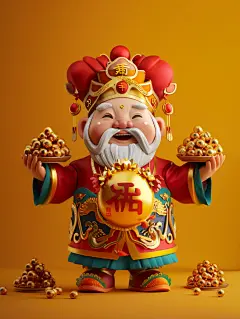 立体财神爷素材图AI图