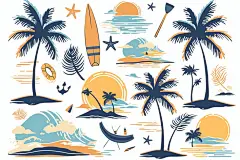 夏季元素手绘插图