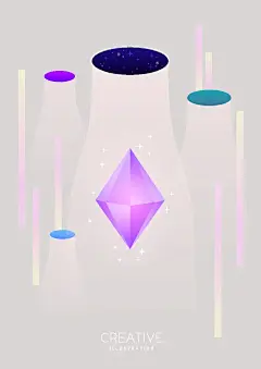创意卡通手绘宇宙插画