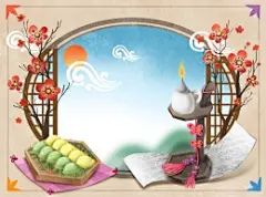 中秋圆月特色节日美食传统秋季节日插画