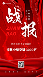 微商年终表彰业绩喜报战报喜庆手机海报