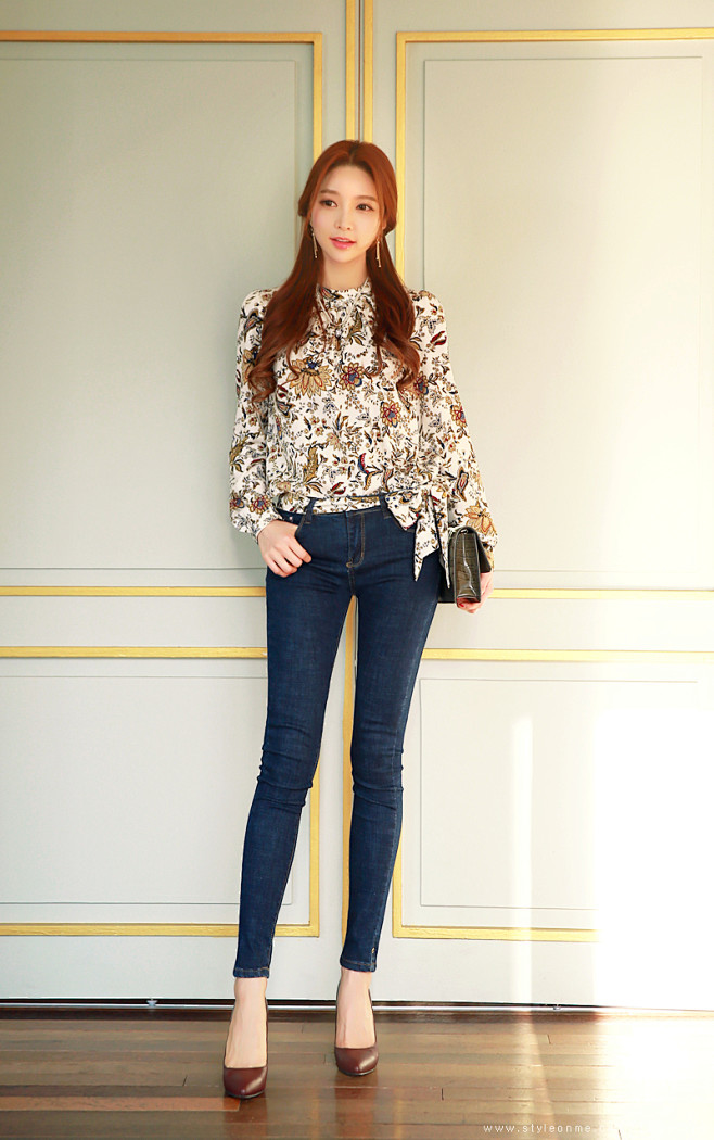 显瘦剪裁修身牛仔裤romantictrendylooksstyleonme