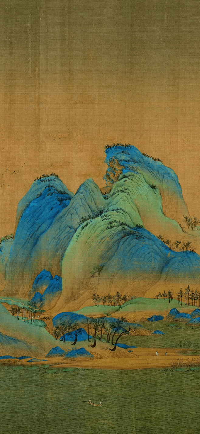 《千里江山图》赏析_王希孟 : 徽宗政和三年（1113年）四月，王希孟用了半年时间，绘成《千里江山图》卷，时年18岁。 《千里江山图》，是王希 ...