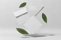 玻璃透明创意品牌文具办公用品名片海报展示VI智能贴图样机PS模板 (24)