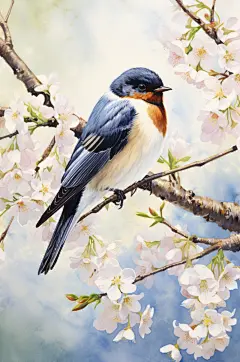 AI数字艺术清明节小燕子插画