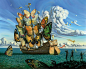 Departure of the Winged Ship : Oil on Canvas by Vladimir Kush