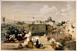 Men_smoking_and_praying_with_a_view_to_the_mosque_of_Omar._C_Wellcome_V0019271