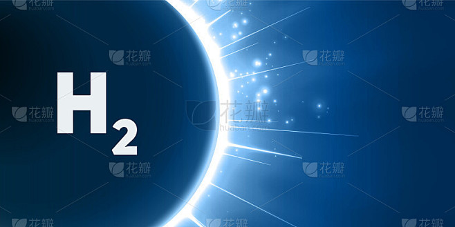 H2，氢符号，能量爆发。绿色氢能概念。