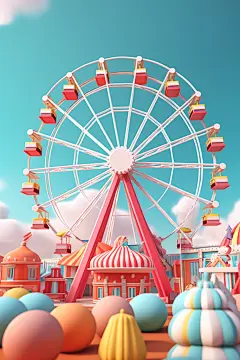 游乐城儿童节游乐园场景模型