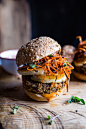 Sunflower Seed Veggie Burgers with Fried Halloumi + Curried Tahini Sauce