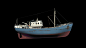 The old trawler : 3D composition of a trawler Nordkapp 476 low marsh.NordKap “476” is a typical north sea fishing trawler from 1970’s. Couldn’t find so many details but she was built in England. She was 40m long and 9.3m wide. Her 1000 HP diesel engine co