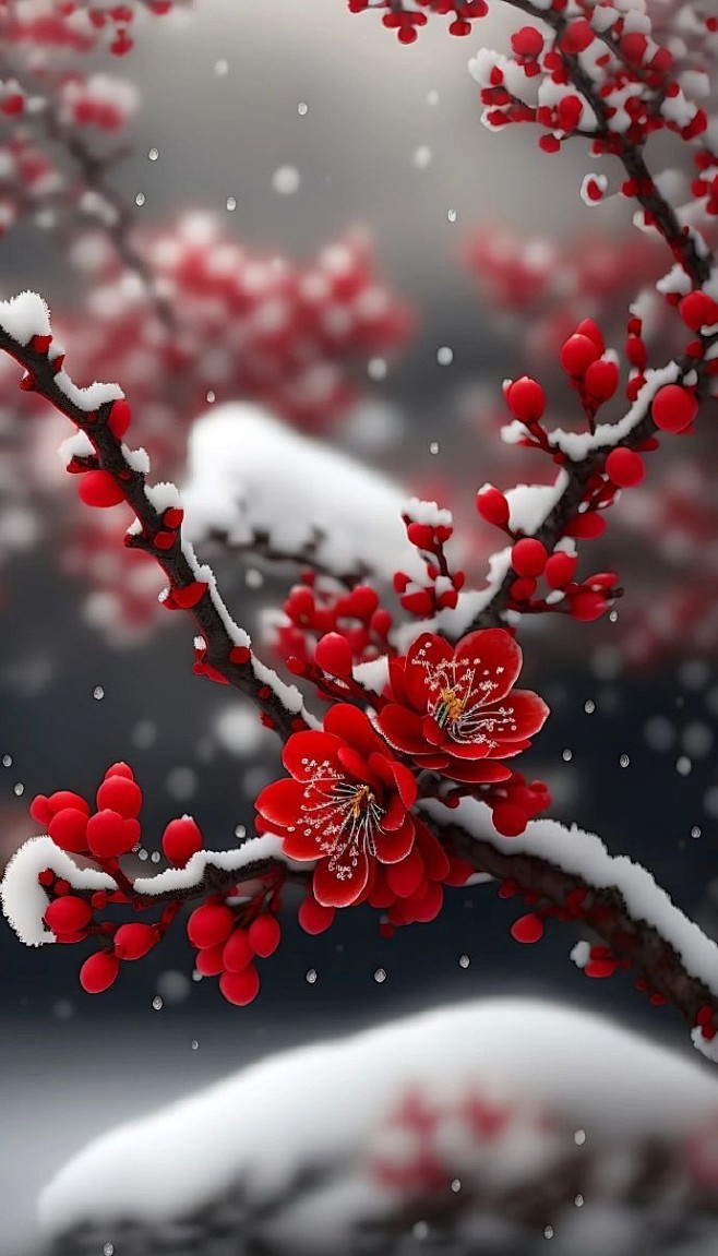 雪点梅花轻作画，风摇竹叶漫吟诗。 ​​​