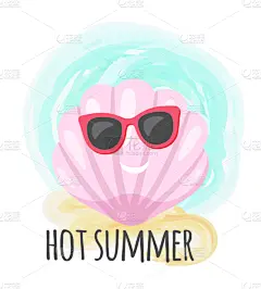 贝壳,夏天,小丑眼镜,热,贺卡,模板,太阳镜,微笑,休闲,问候