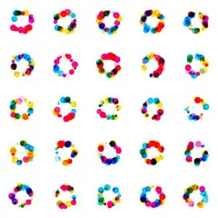 generative logo: pretty simple, just different colored dots