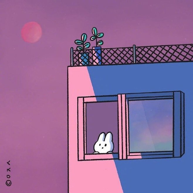 线条风插画
孤单的小兔子。

|作者：f...