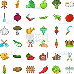 园林,计算机图标,漫画,分离着色,自然,斧,图像,大蒜,豌豆,收集