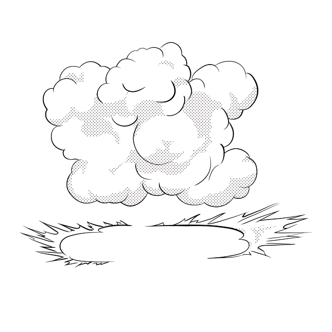 日式漫画绘画爆炸烟雾效果元素 AI矢量图...