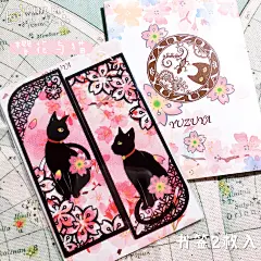 现货 日本柚子屋 黑猫系列书签 彩色教堂玻璃 樱花限定-淘宝网