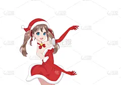 圣诞老公,女孩,日本漫画风格,传统服装,衣服,简单背景,肖像,女人,自然美,拿着