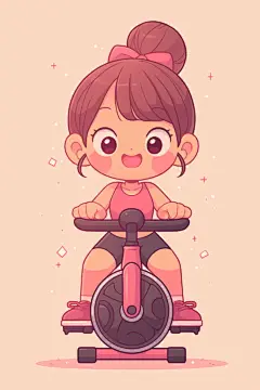 动感单车全面健身人物插画