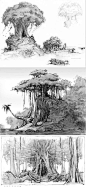 Tree designs by ARMAND SERRANO. #LandscapeDrawing
